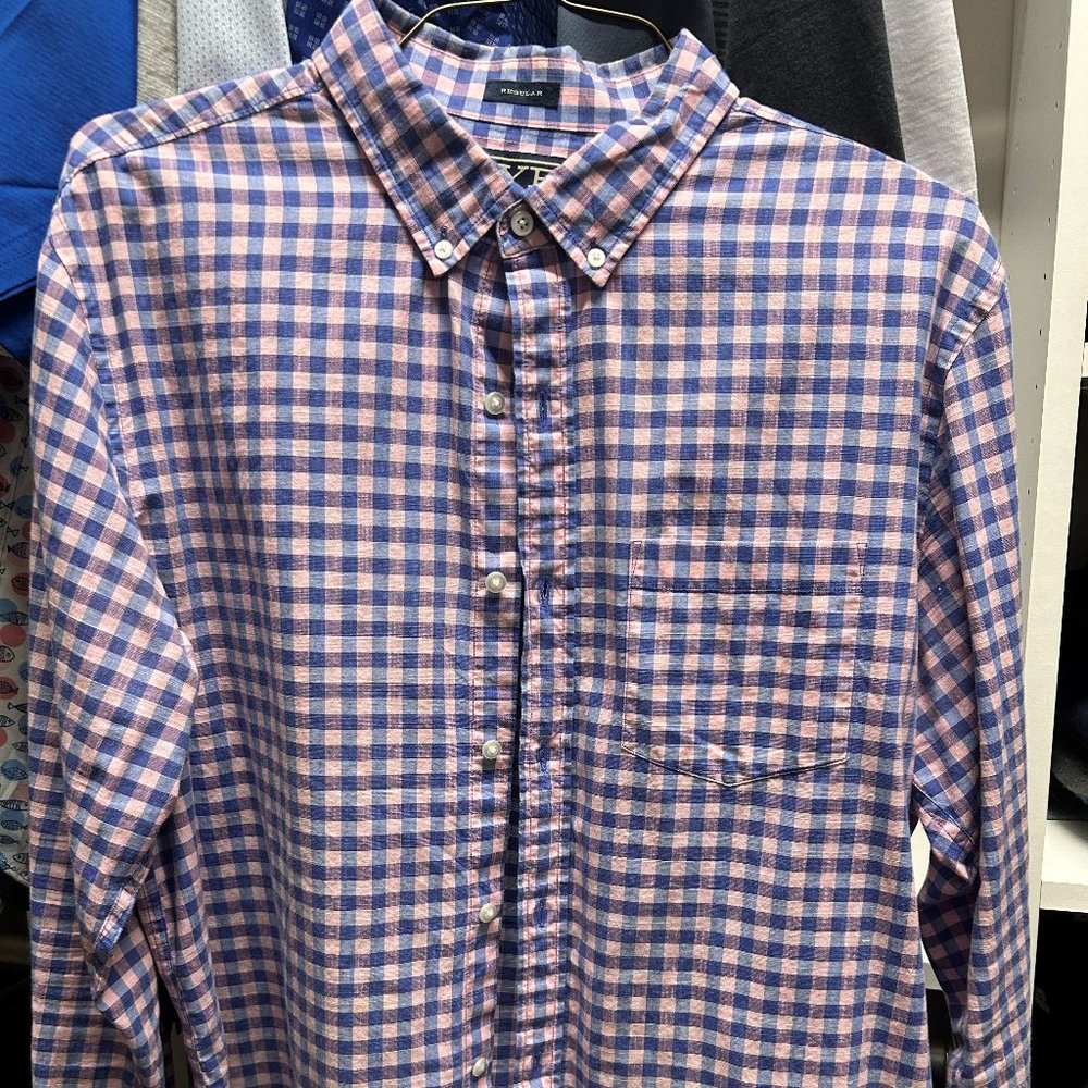 Men's RYE Pink Plaid Button Down Shirt XL